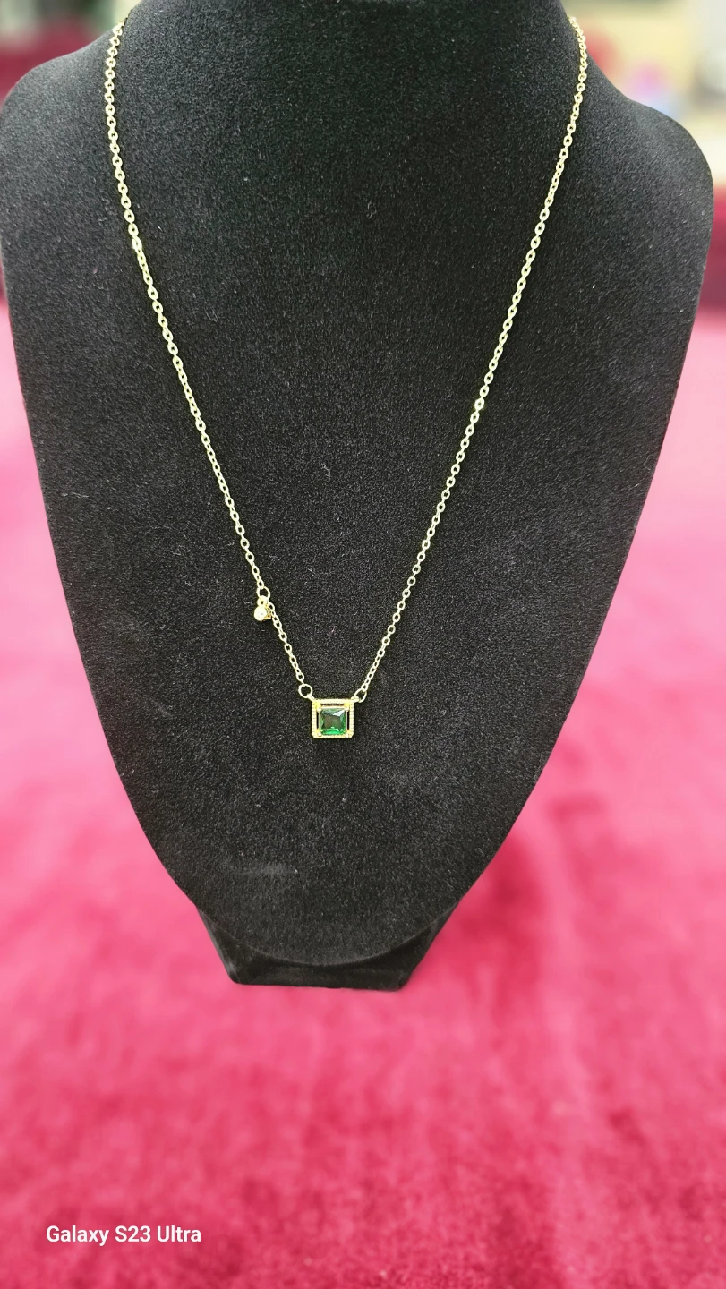 925 sterling silver necklace with cubic zirconia stone .