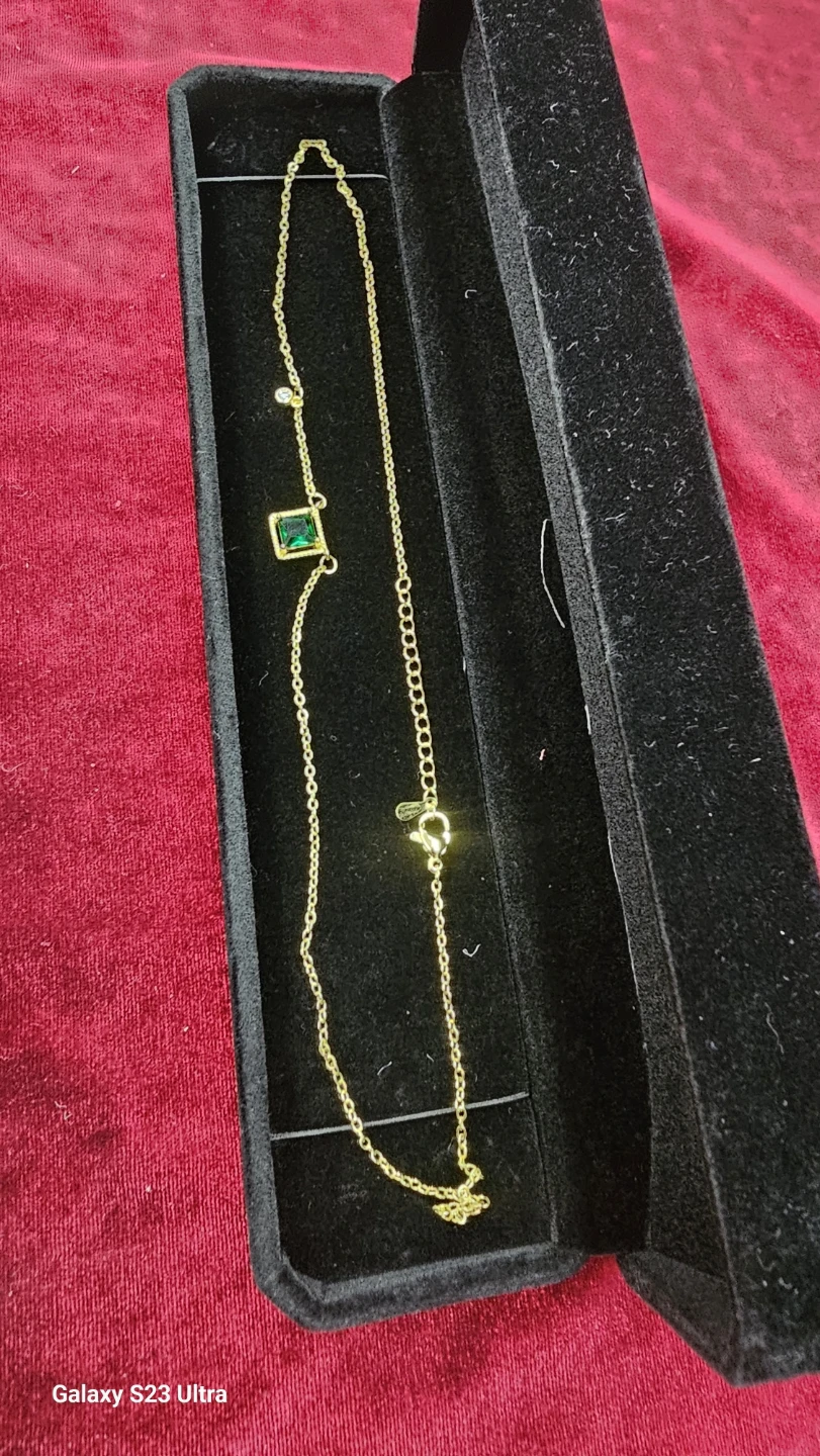 925 sterling silver necklace with cubic zirconia stone . - photo 3