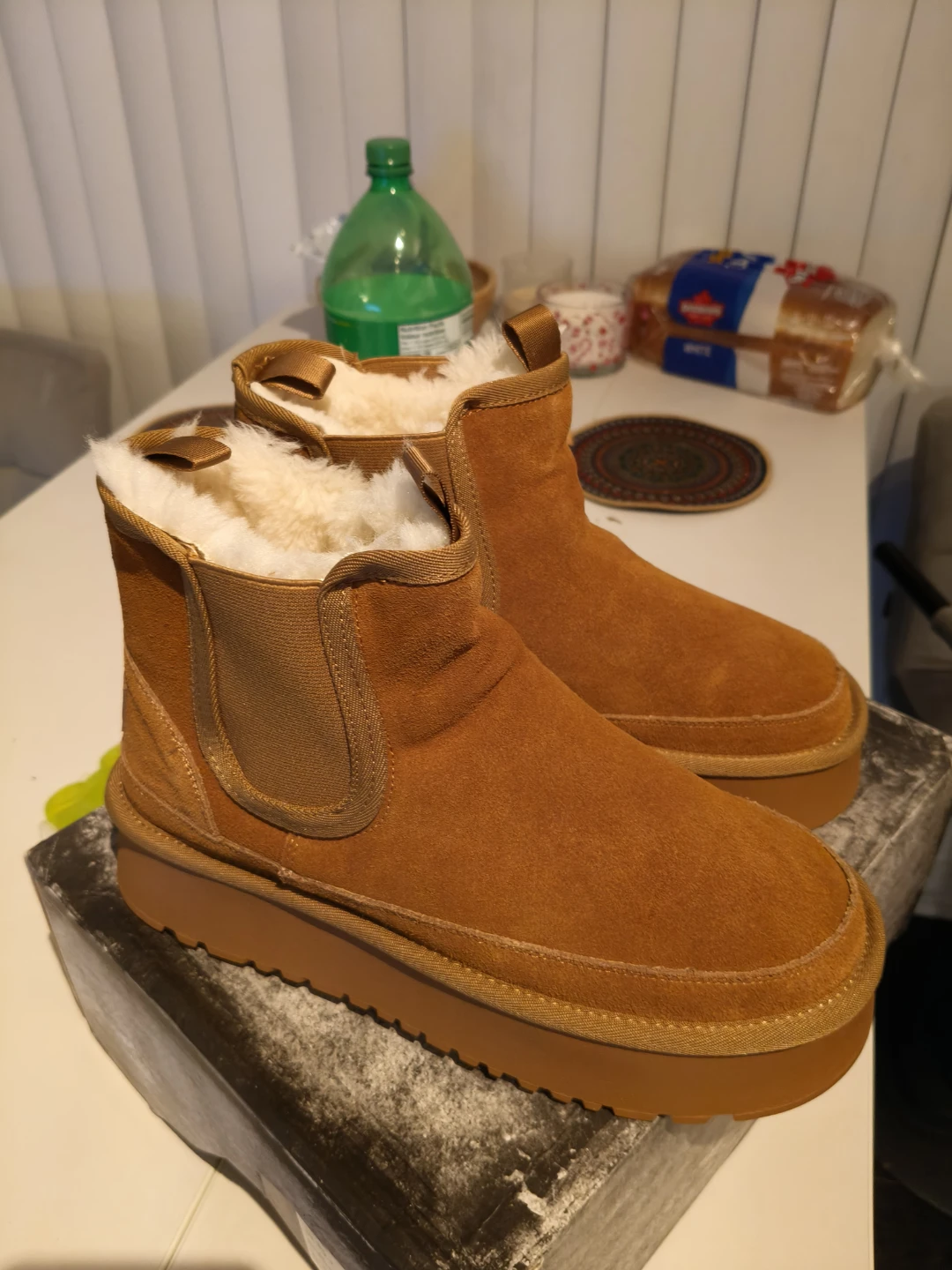 Nuvollante Suede Shearling Platform Ankle Boots - photo 5