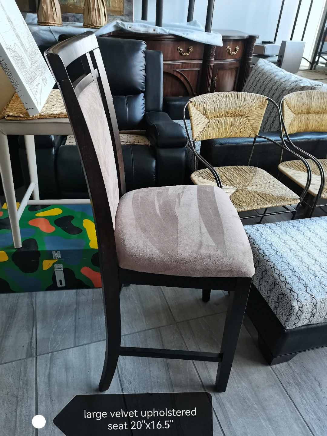 Velvet Upholstered Counter Height Stool - photo 2