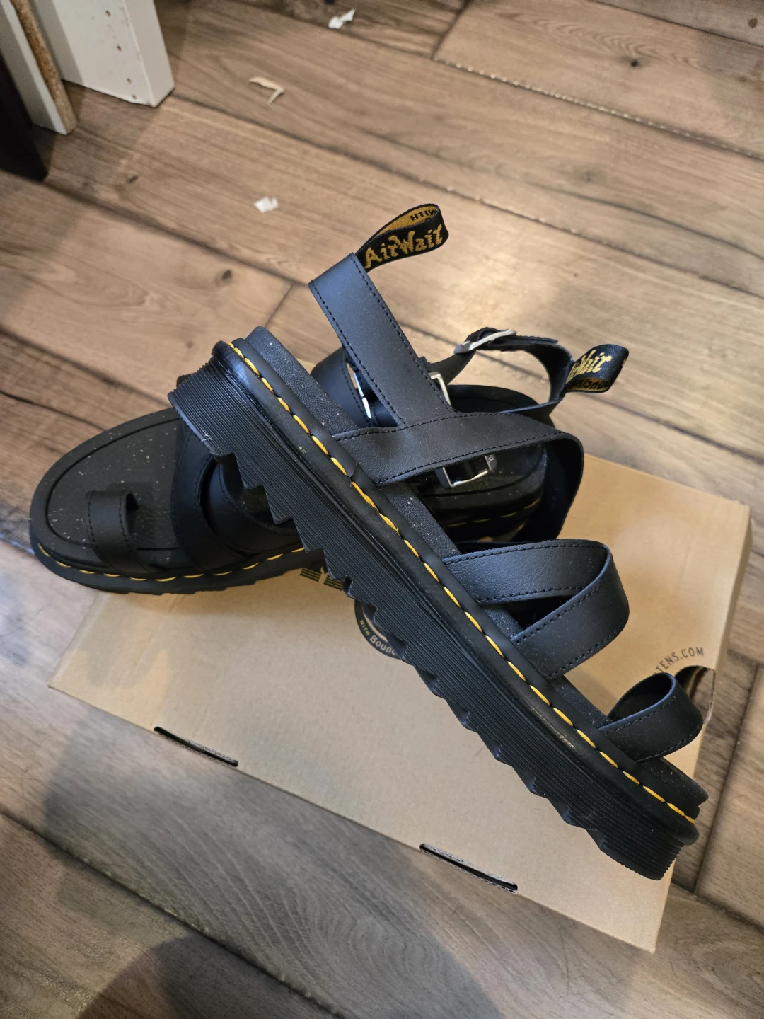 Dr. Martens Black Leather Strappy Sandals, Size 11