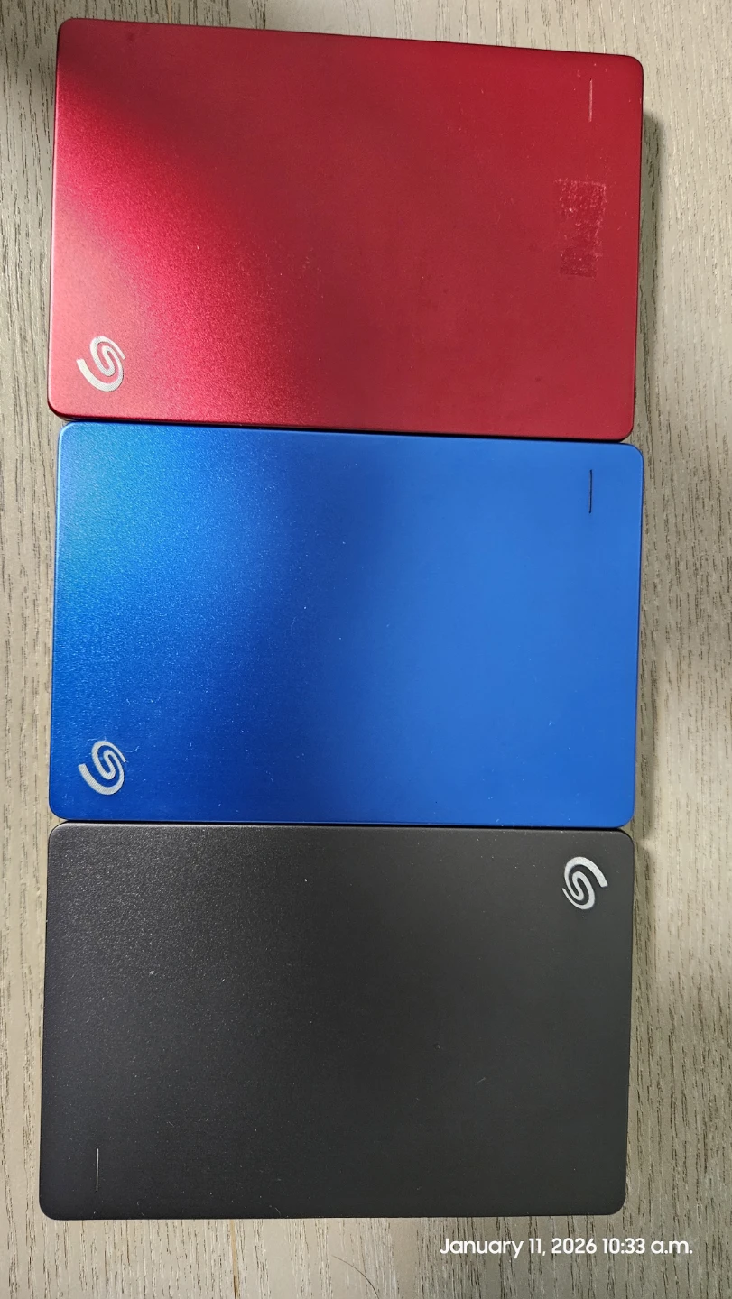 Seagate External Hard Drives - Red, Blue, Black