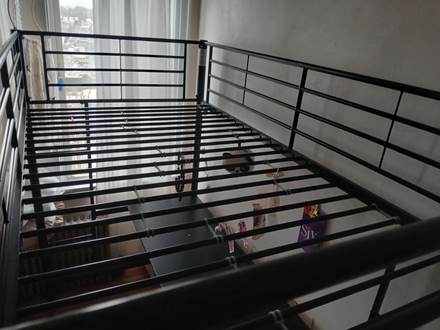 Black Metal Loft Bed Frame with Desk *Twin - photo 2