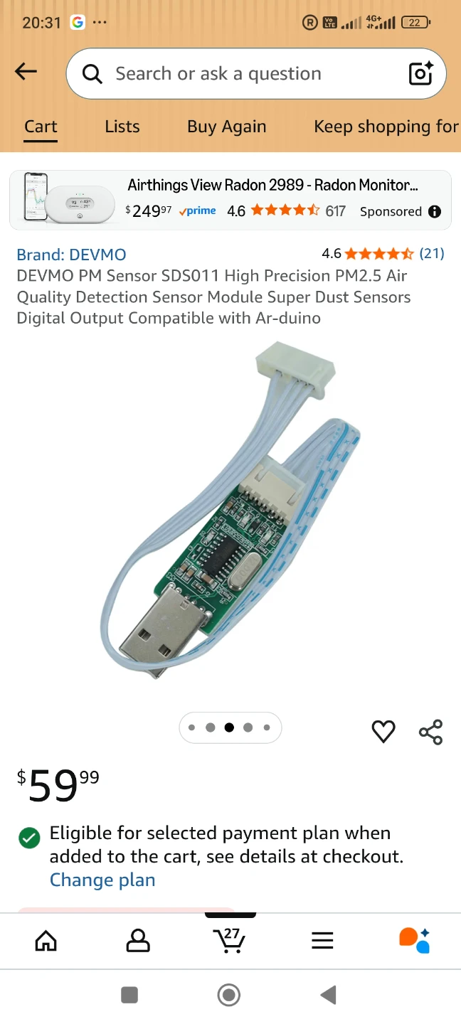 DEVMO PM Sensor SDS011 Air Quality Detection Module - photo 3
