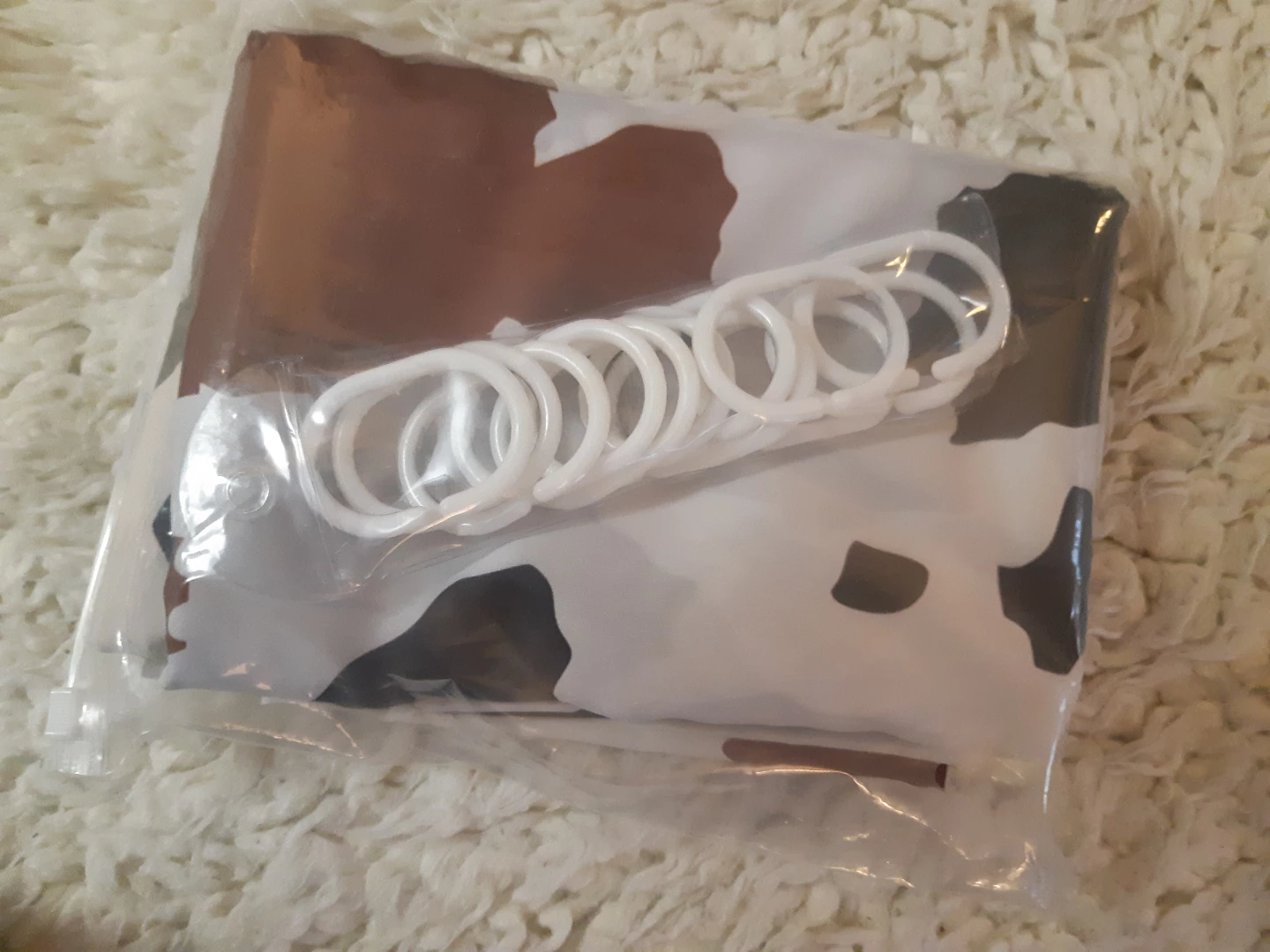 Cow Print fabri  Shower Curtain with Rings - New