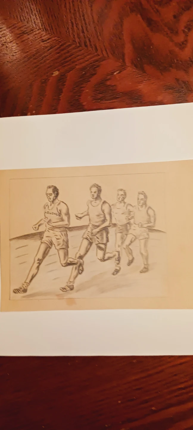 Old Vintage 1940s Charcoal Drawing. Not framed,  as is. - photo 3