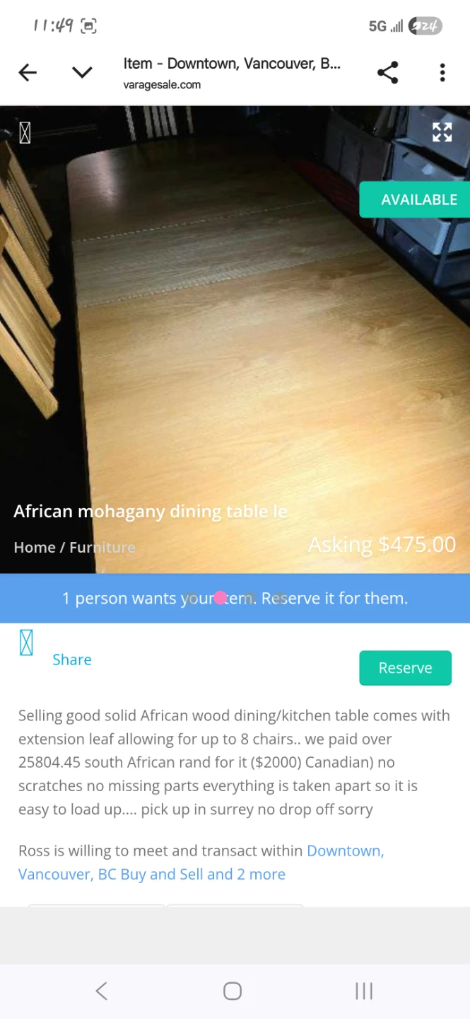 🥕African Mahogany Dining Table with Extension Leaf - photo 2
