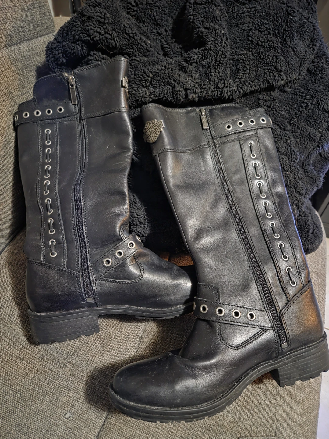 Harley-Davidson Women's Black Leather Riding Boots Size 8.5M - photo 5