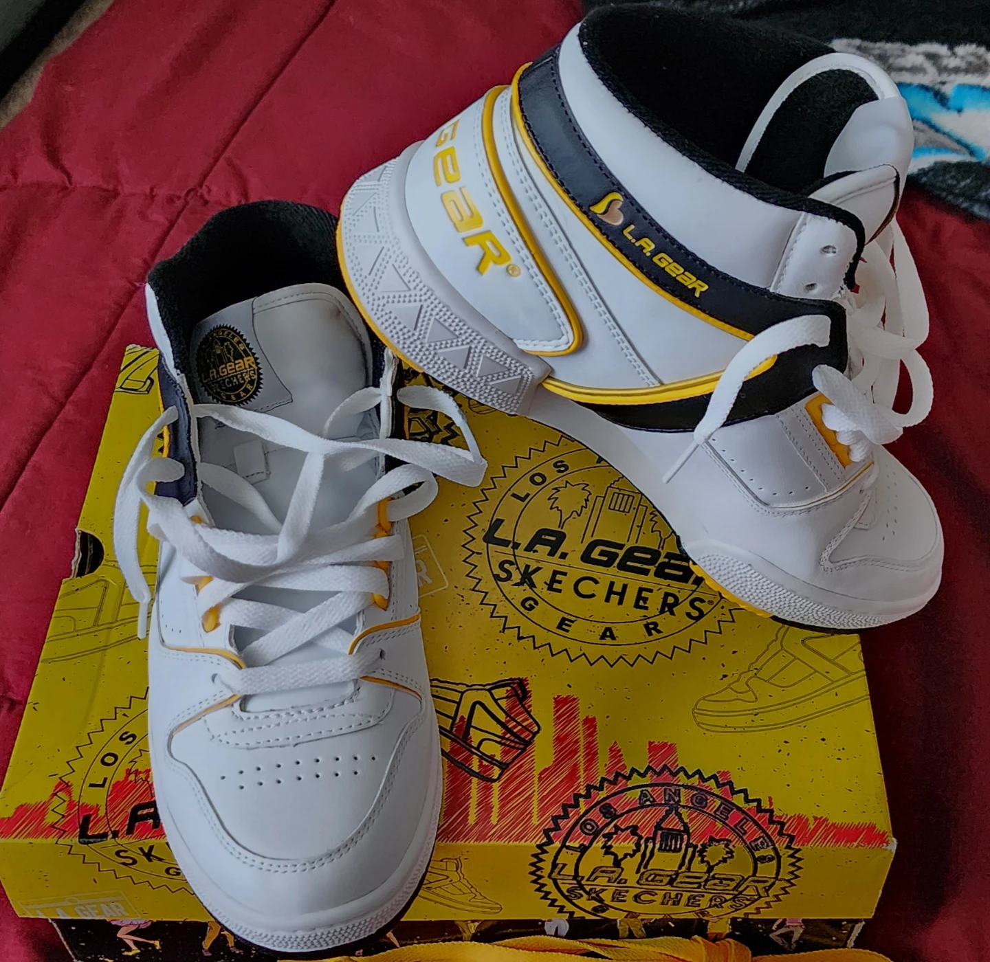 L.A. Gear Slammer Women's High-Top Sneakers White/Black/Yellow - photo 3