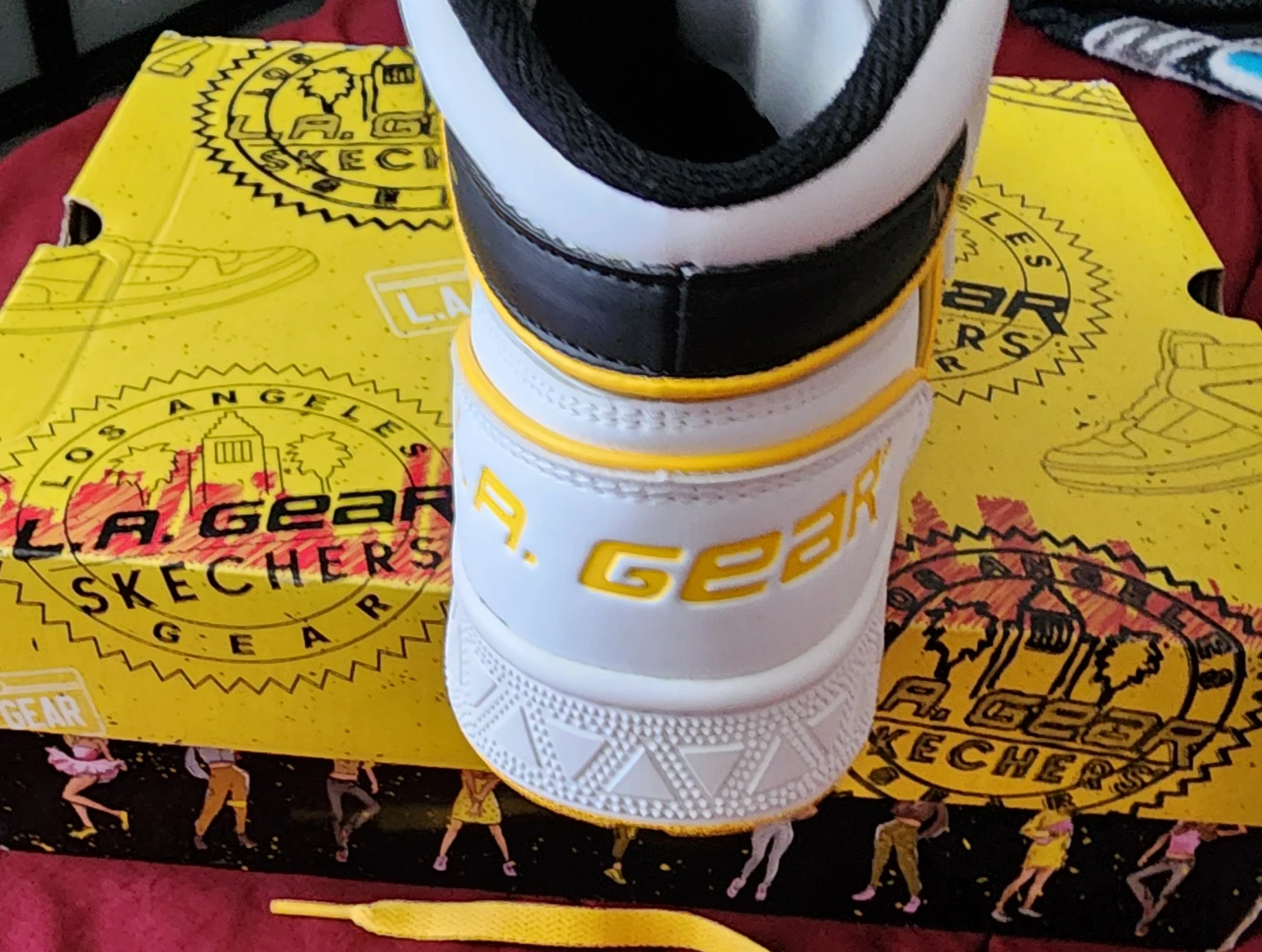 L.A. Gear Slammer Women's High-Top Sneakers White/Black/Yellow - photo 4
