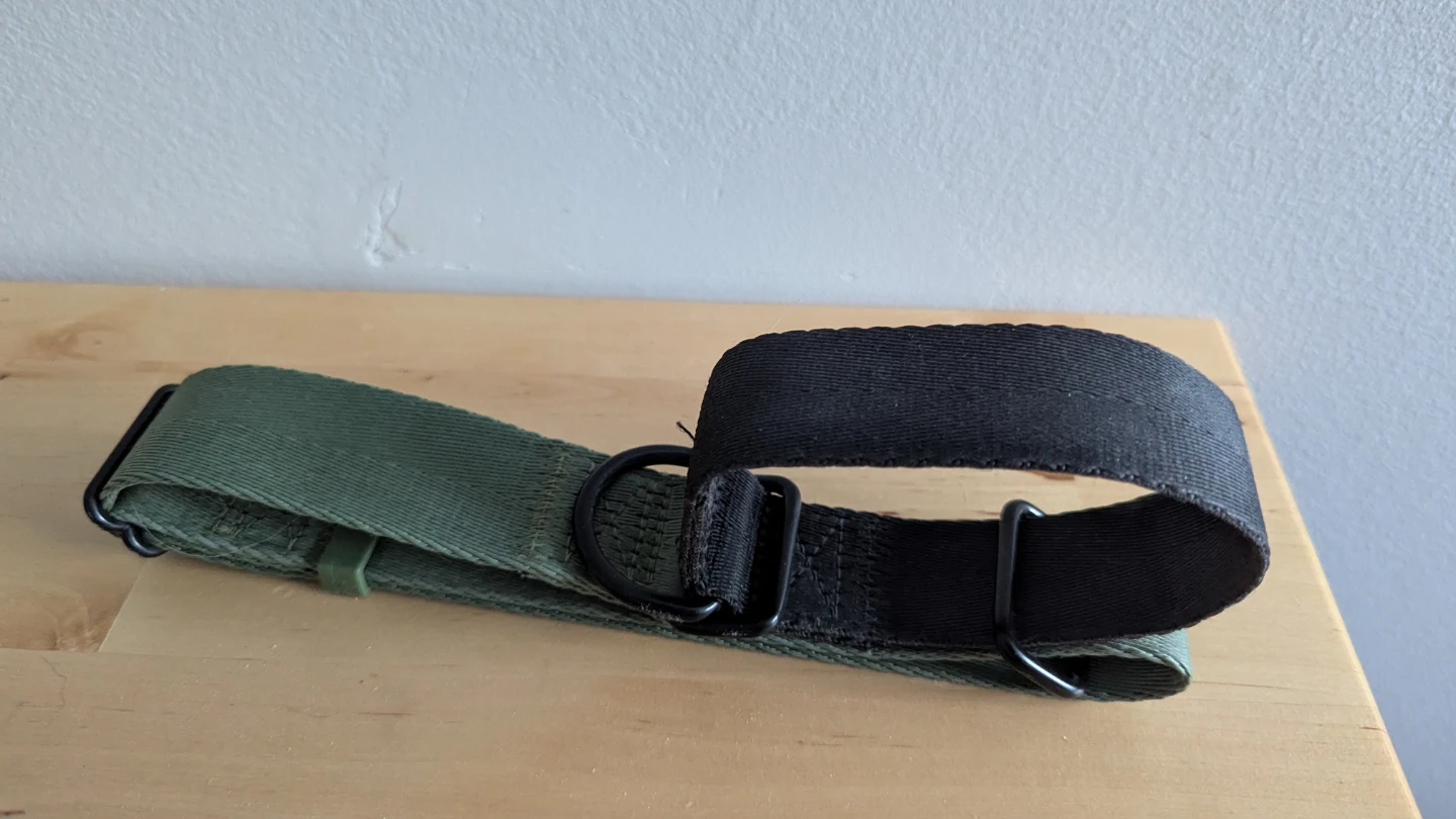 Adjustable Martingale Dog Collar - Green/Black Nylon #freecycle - photo 3