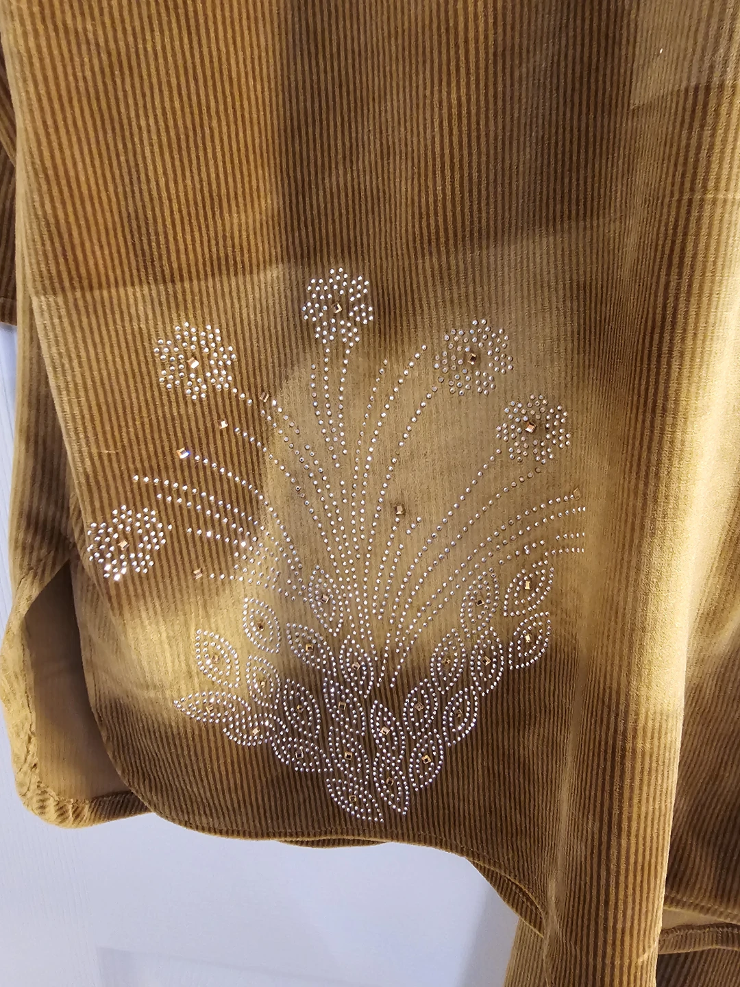 Brown Corduroy Pyjama Set with Rhinestone Embellishment - photo 3