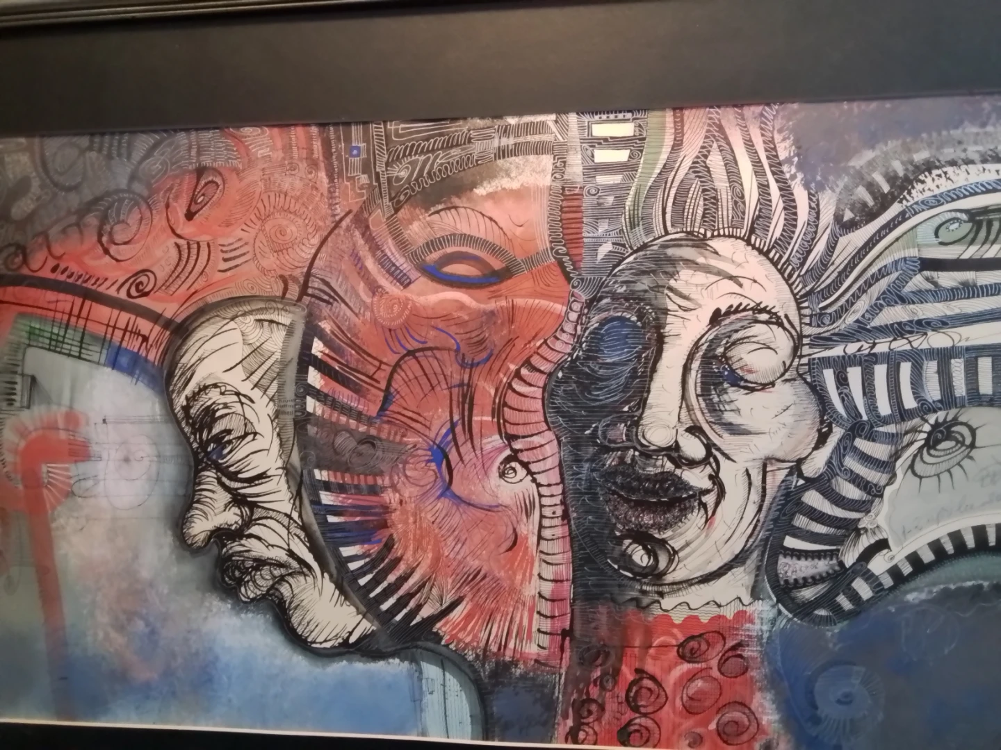 Framed Italian Artist Expressionist Mixed Media Painting Signed - photo 2