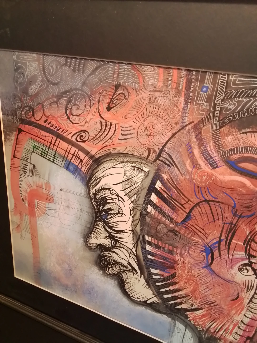 Framed Italian Artist Expressionist Mixed Media Painting Signed - photo 5