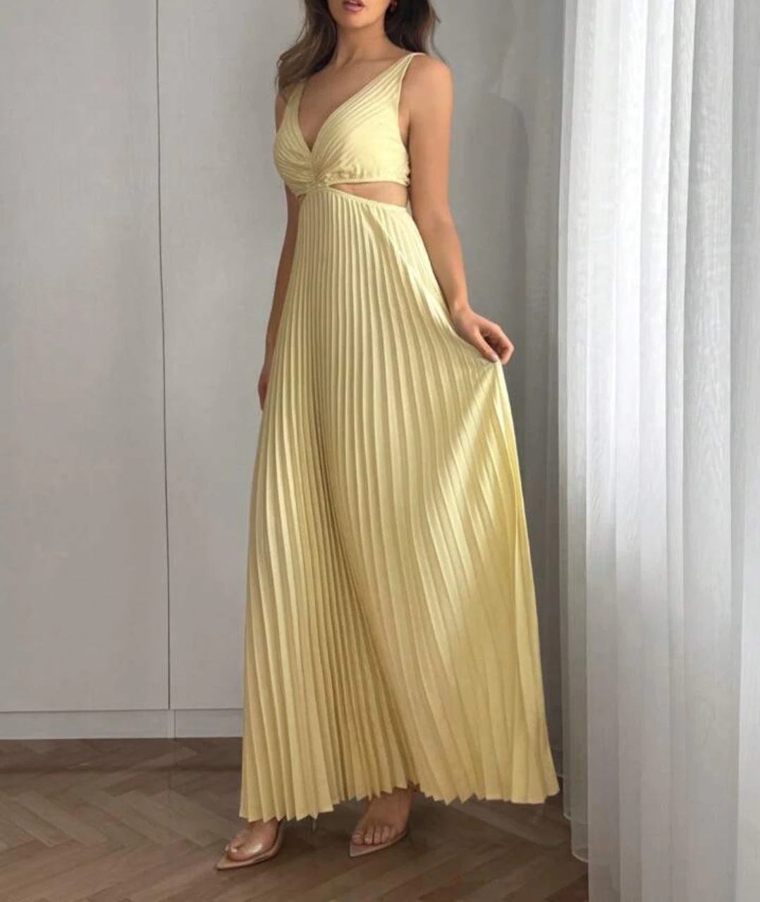 Yellow Pleated Maxi Dress - photo 3