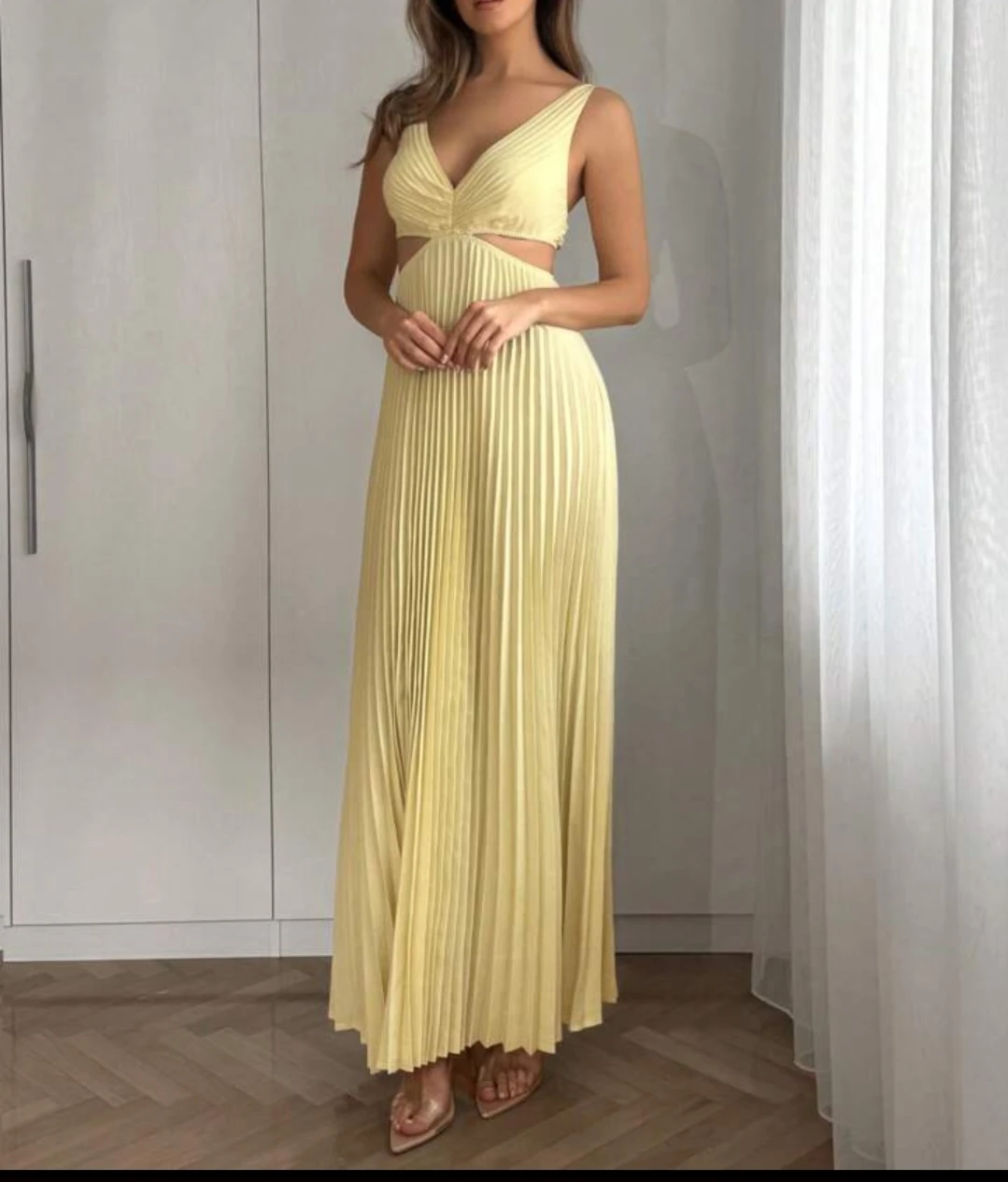 Yellow Pleated Maxi Dress - photo 4