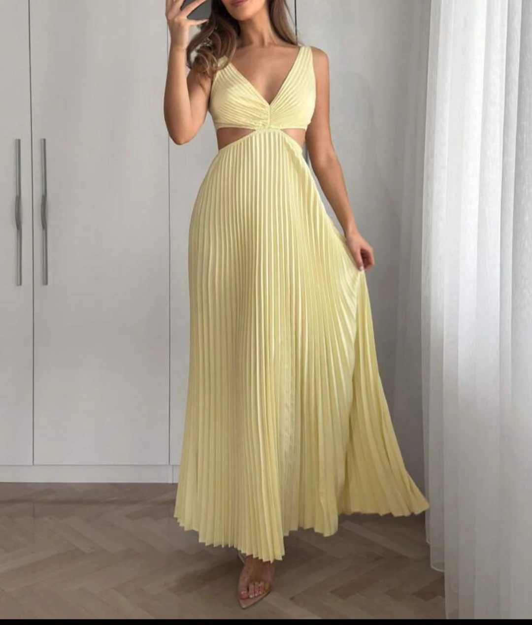 Yellow Pleated Maxi Dress - photo 5