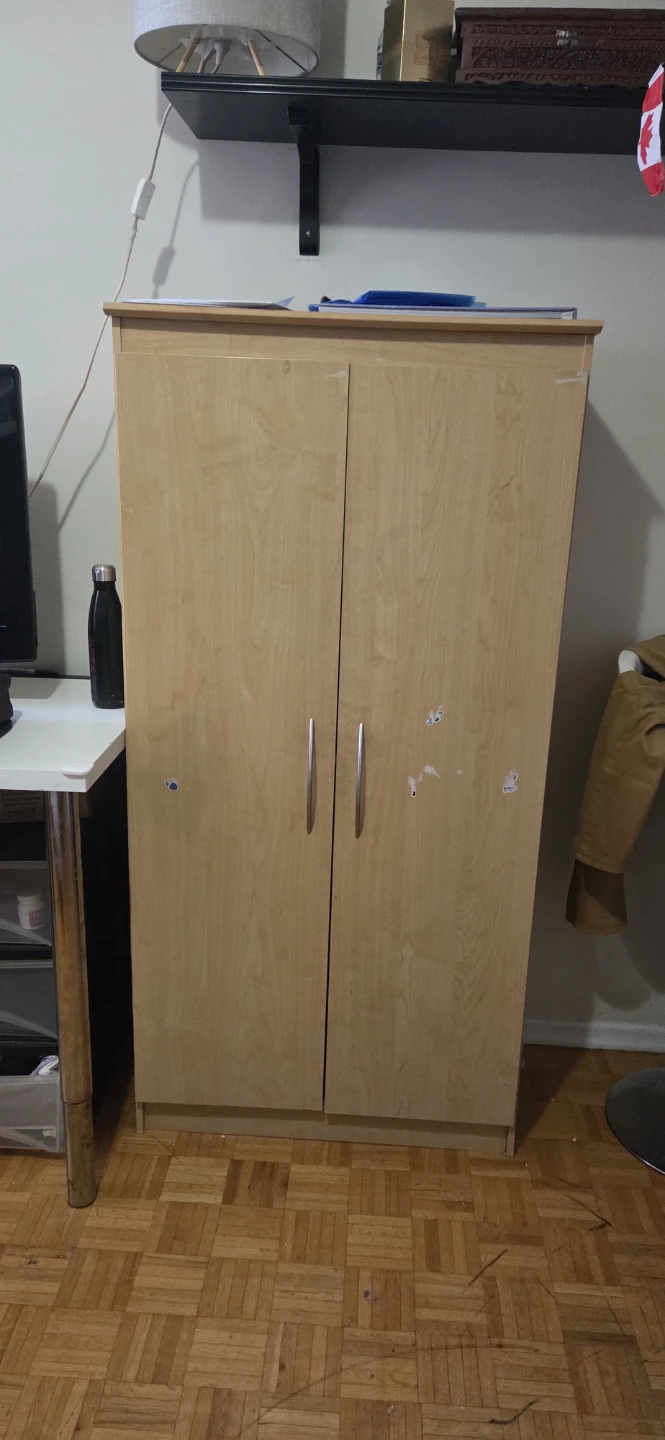 Maple Finish Two-Door Wardrobe