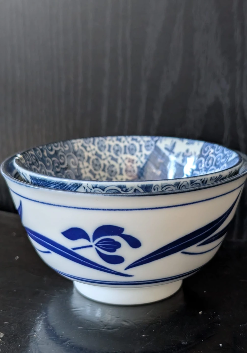 Set of 2 Blue and White Ceramic Bowls