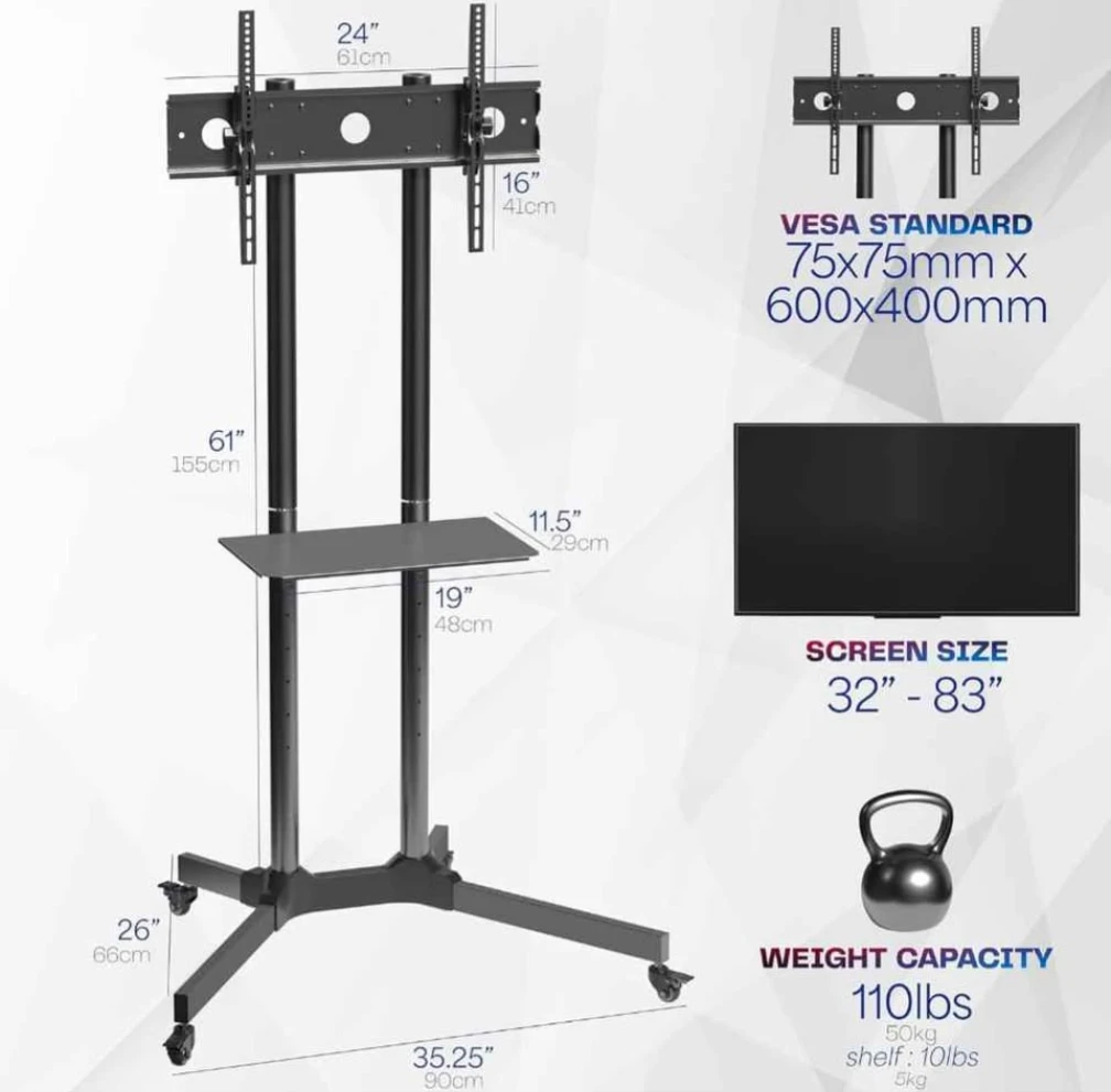 TV  Stand with laptop shelf and locking wheels - photo 3