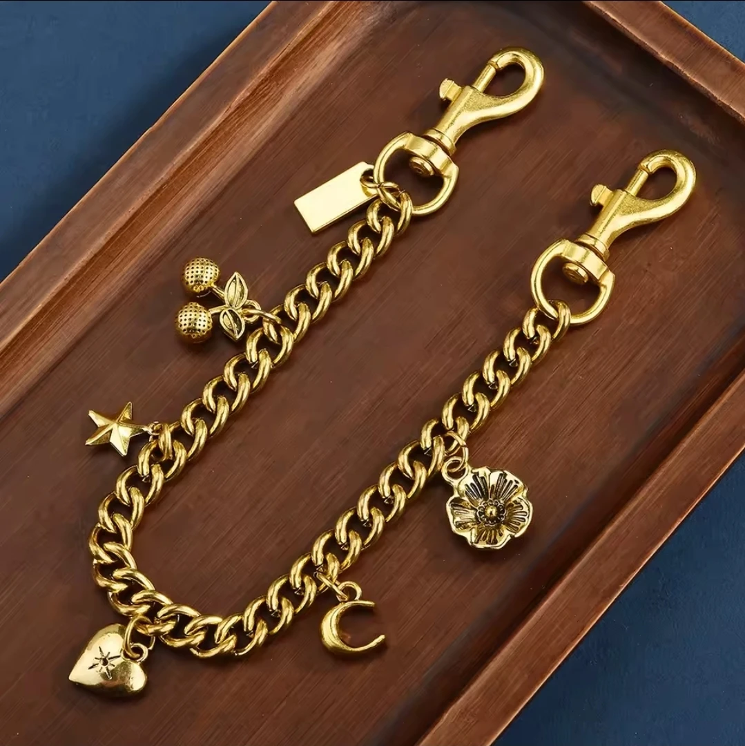 Gold Metal Cherry & Heart Bag Charm Chain - photo 3