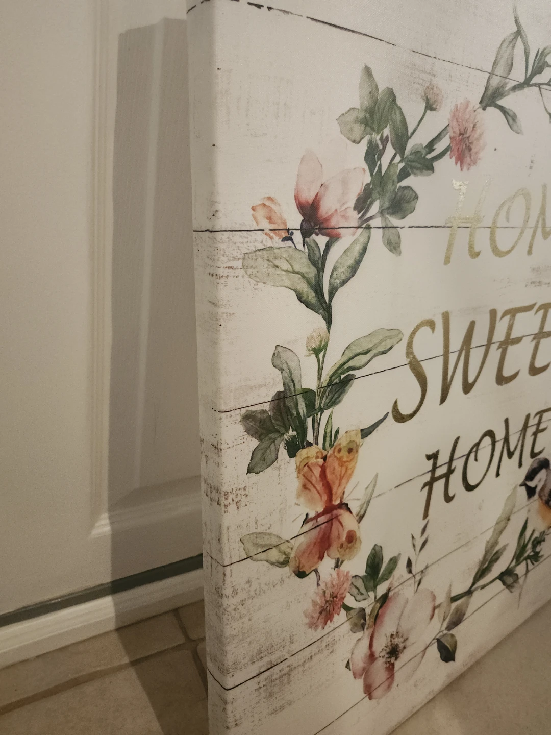 Home Sweet Home Wall Art with Floral Wreath and Bird - photo 3