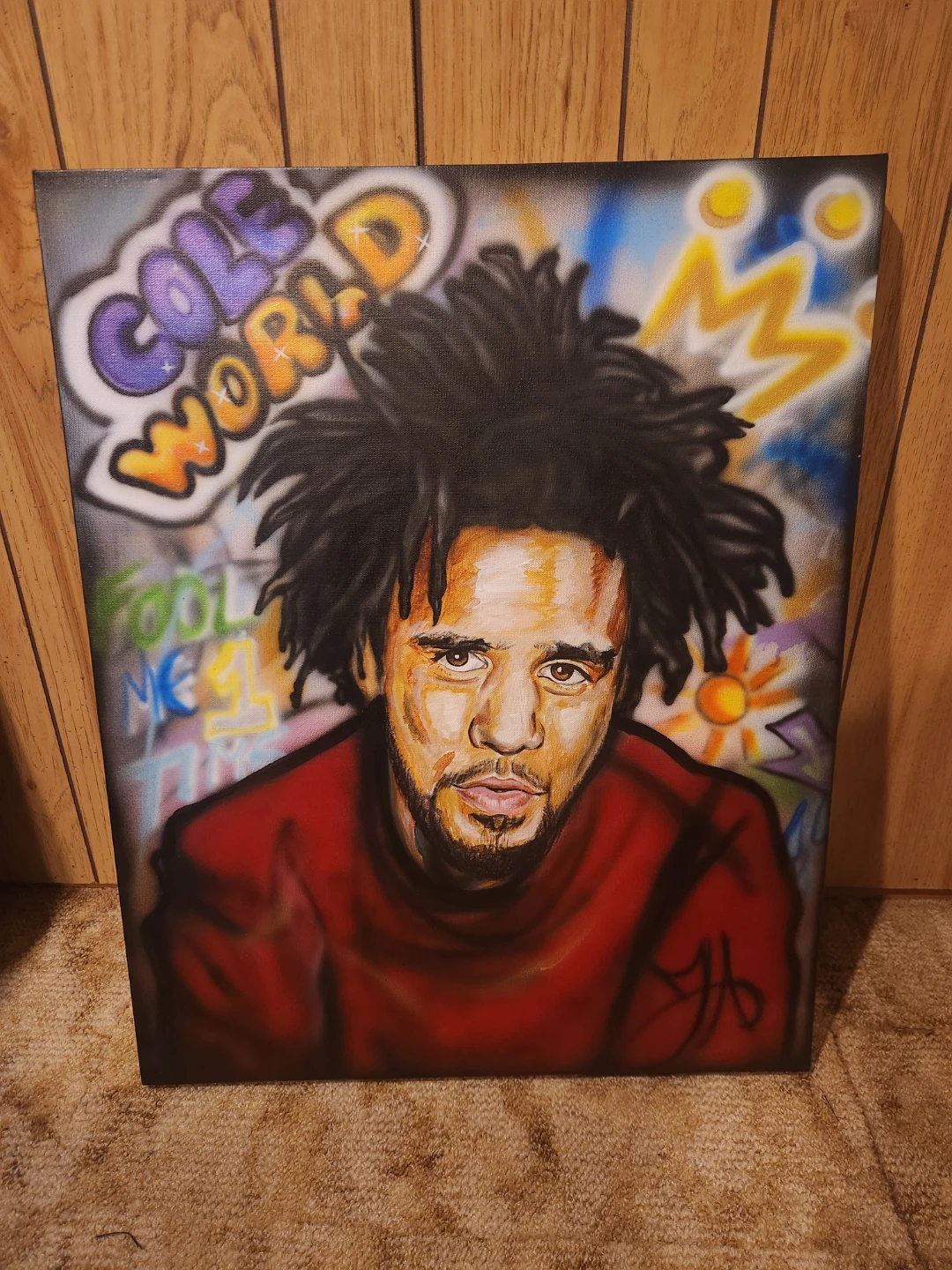 Hand painted J Cole canvas