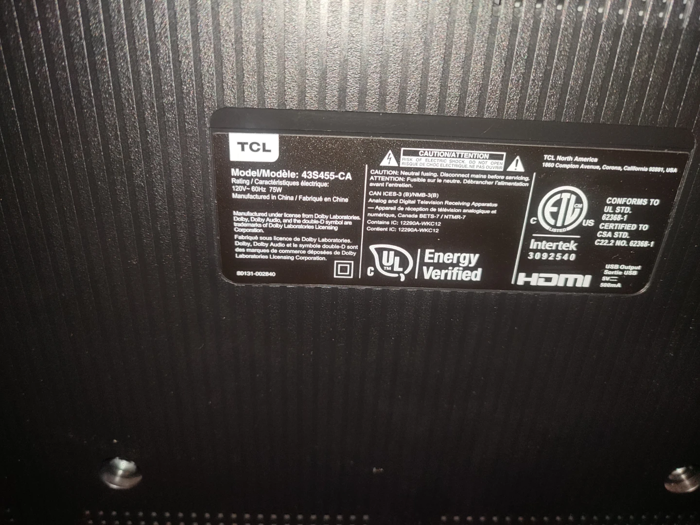 Like New TCL 43" 4K UHD HDR smart Roku TV. (43S455) - photo 3