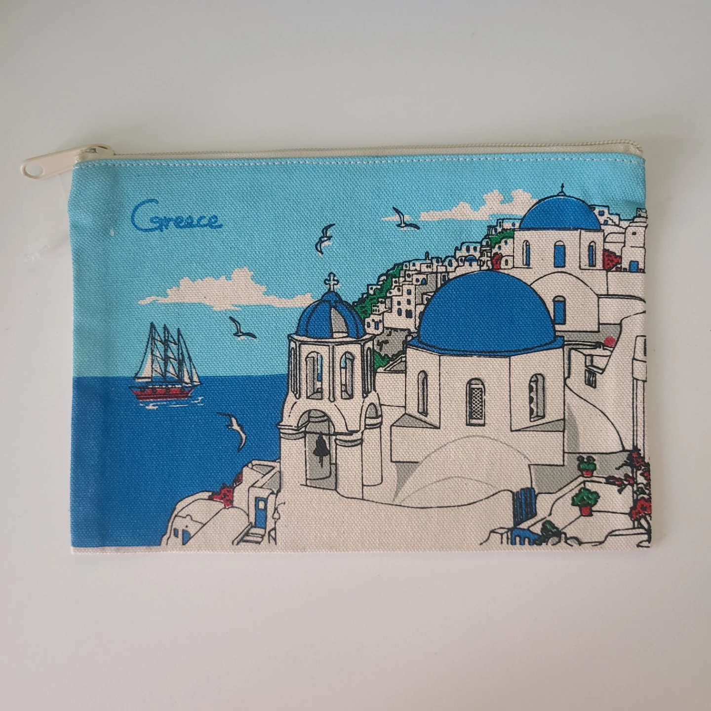 Santorini Greece Canvas Pouch #freecycle