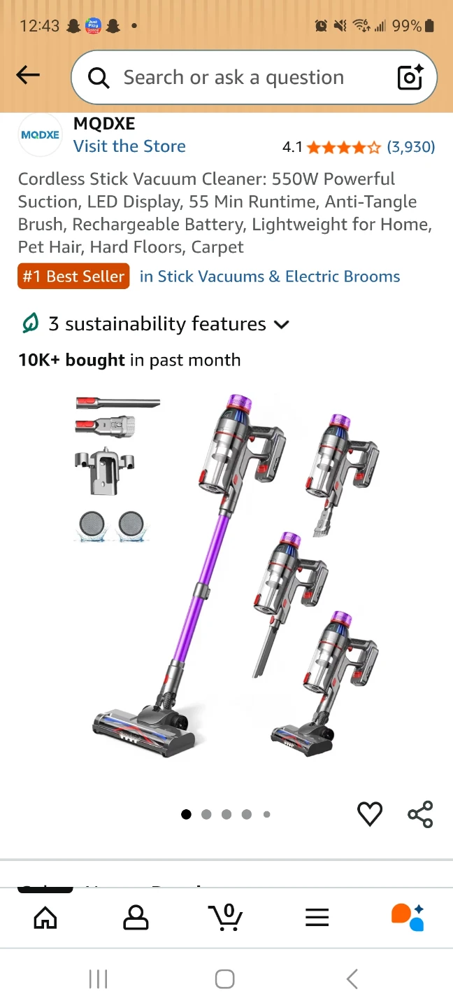 MQDXE Cordless Stick Vacuum Cleaner