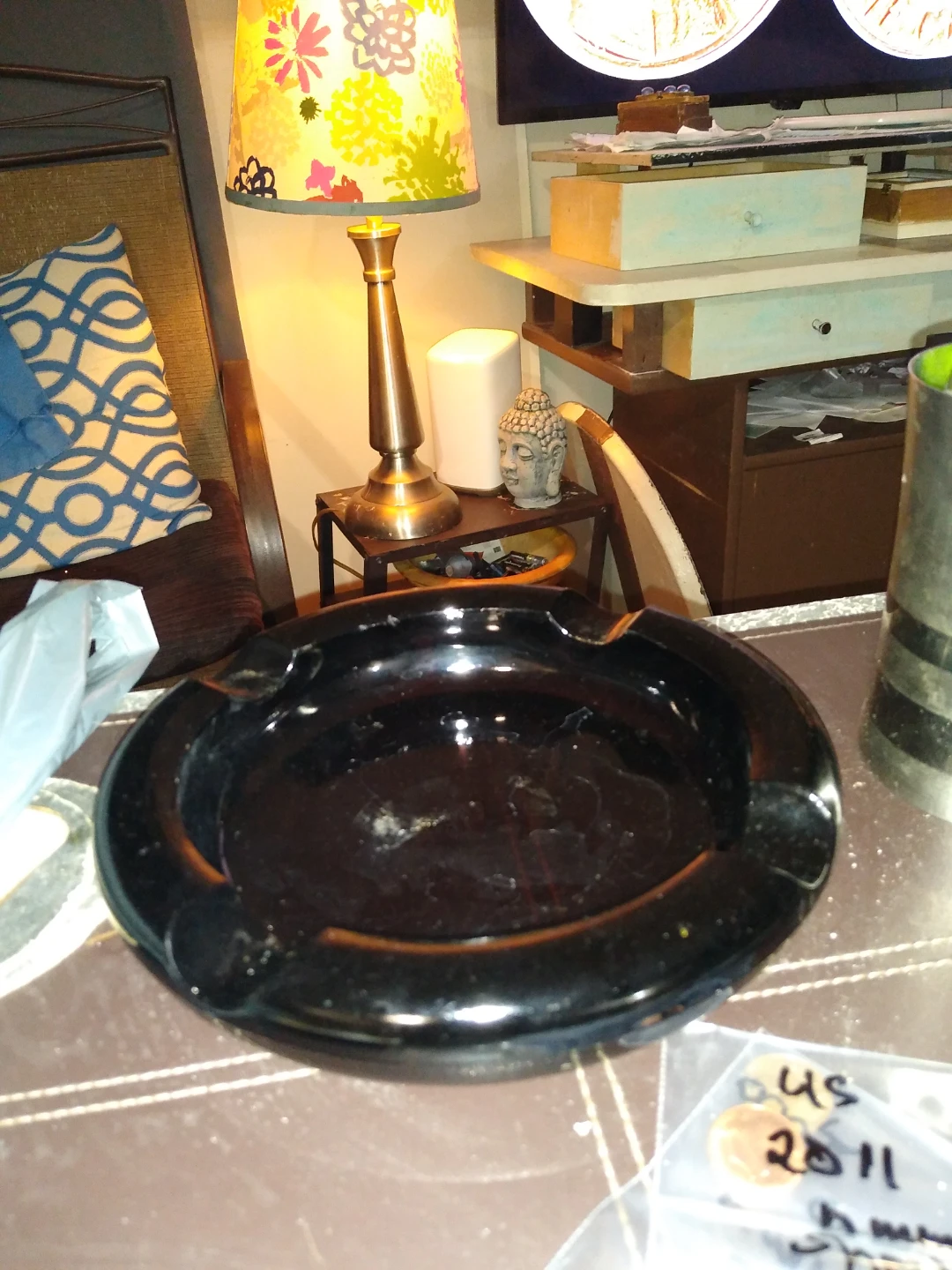 Vintage recycled beer bottle ashtray