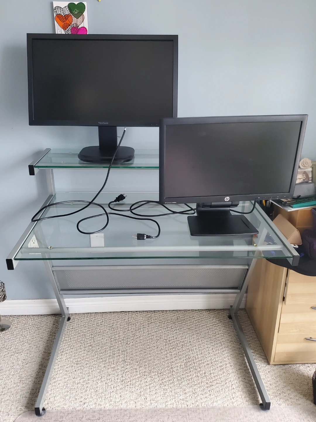 Glass Computer Desk with Shelve. - photo 3