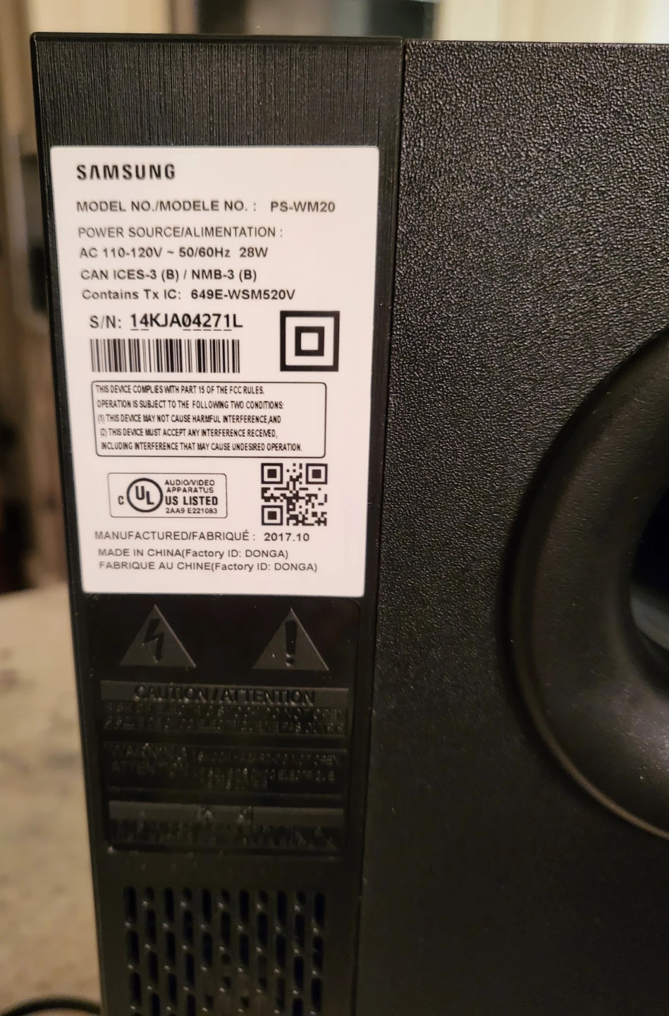 Samsung PS-WM20 Subwoofer - photo 2