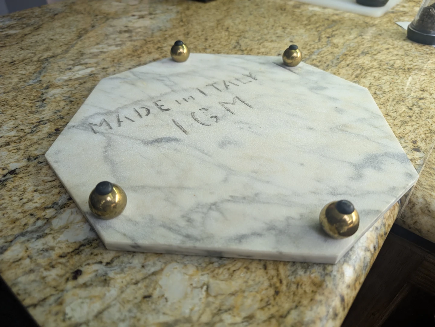 Marble Cheese Board with Brass Feet Made in Italy - photo 2