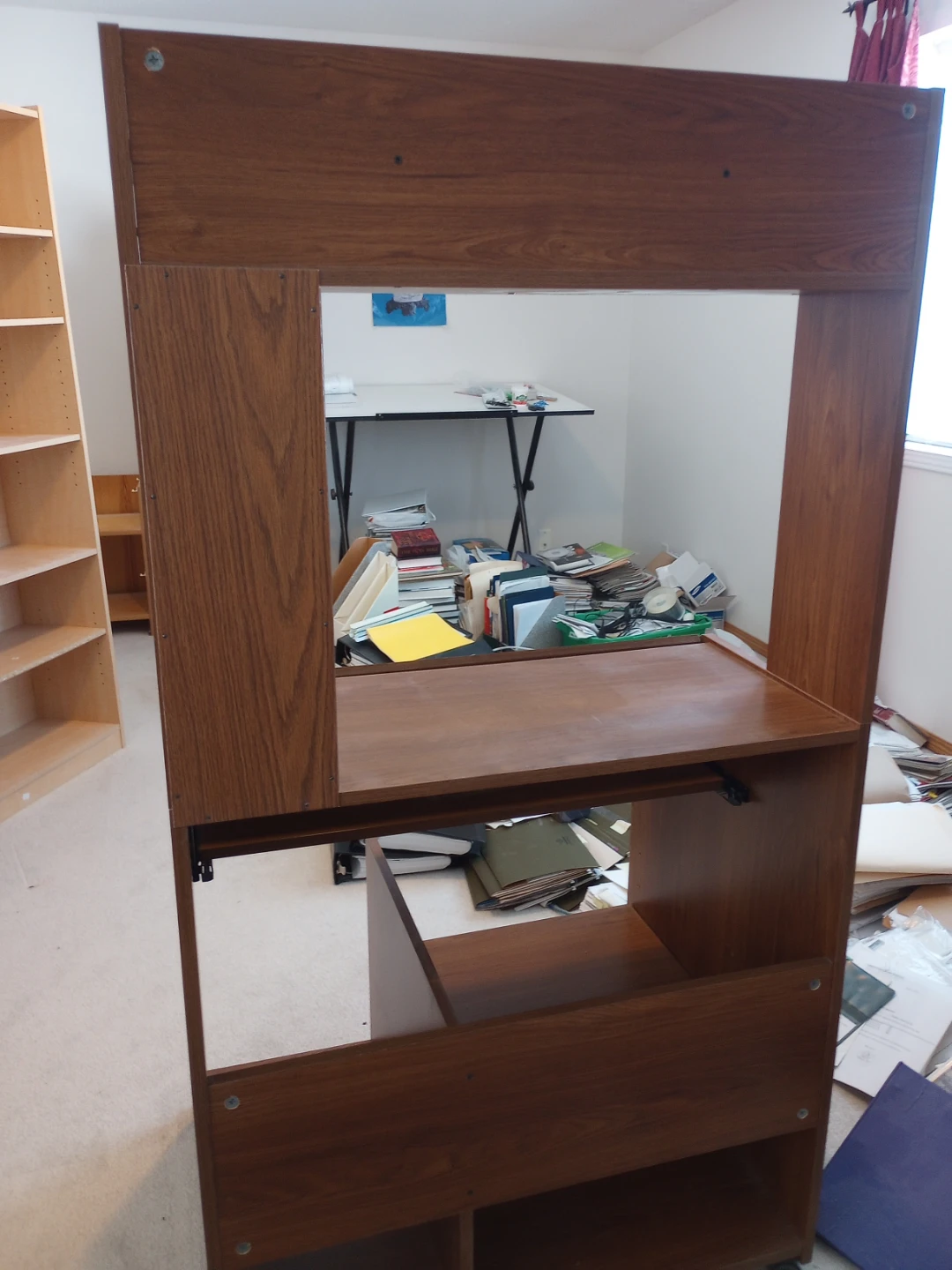 Wooden Computer Desk with Hutch and Shelving - photo 2