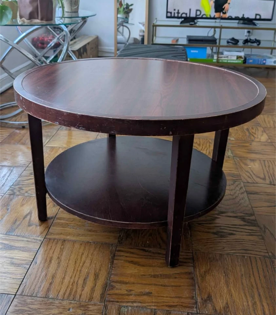 Round Coffee Table - Dark Wood Finish