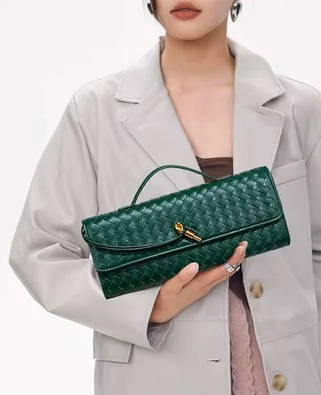 Green Woven Handbag with sling - photo 2