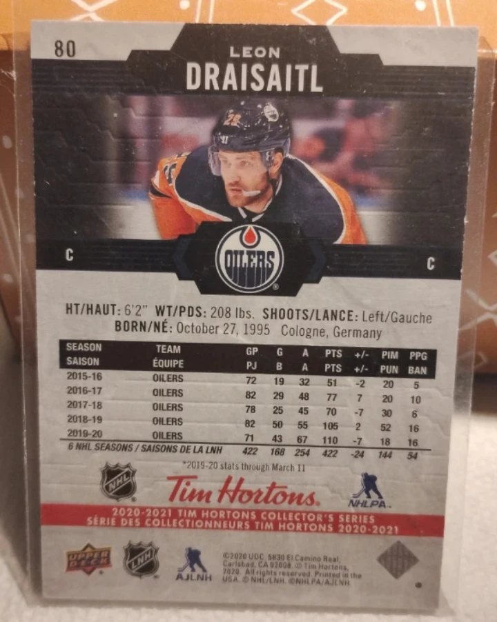 🥕 Leon Draisaitl Oilers Upper Deck Hockey Card - photo 2