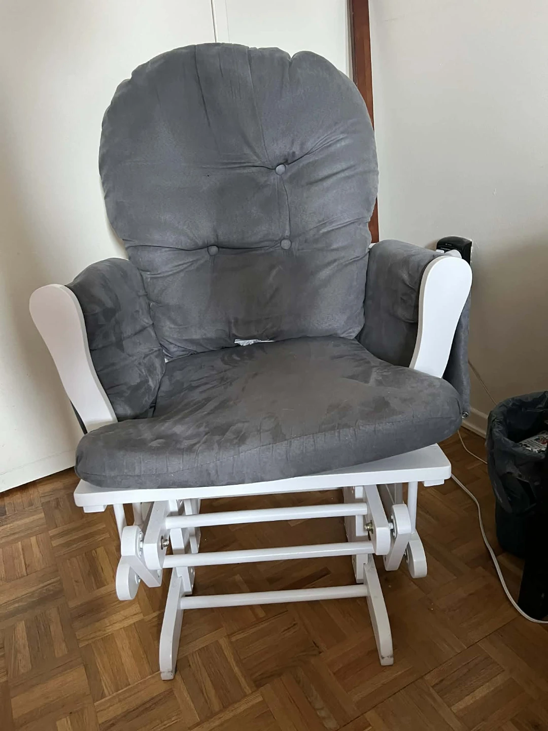 Glider Rocking Chair with Ottoman - Grey - photo 2