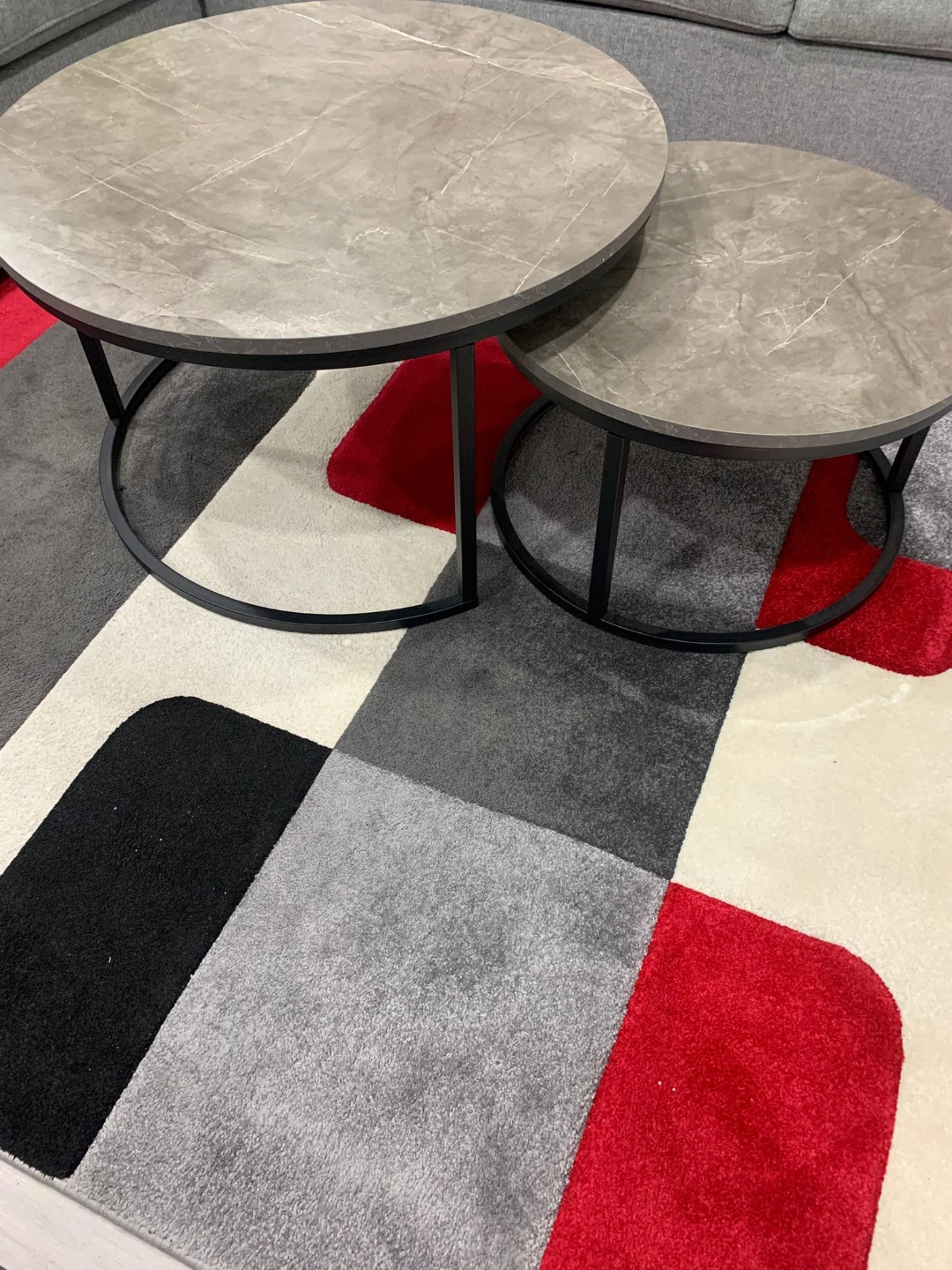 Set of 2 Round Nesting Coffee Tables (Grey) - photo 5