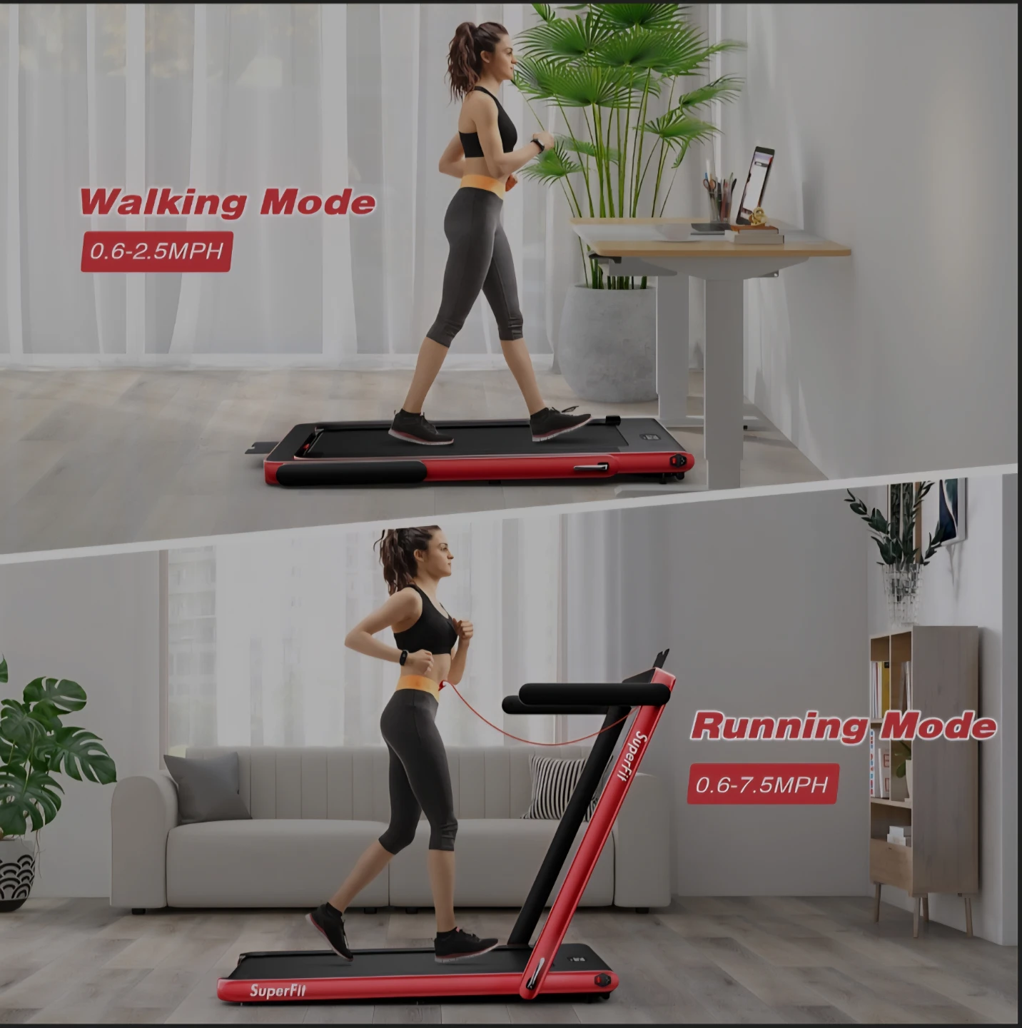 Folding Treadmill - Red - photo 2