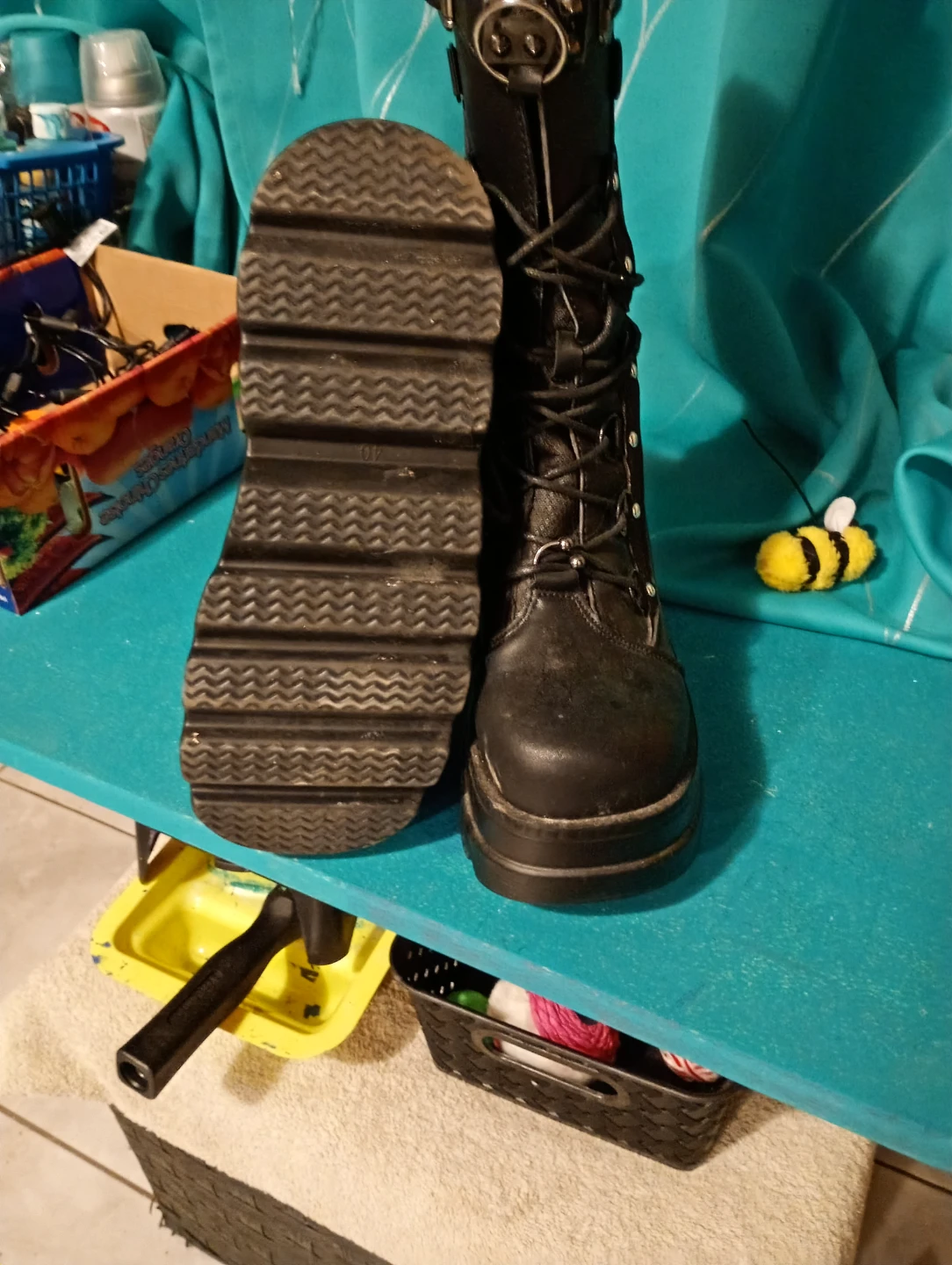 Black Platform Combat Boots