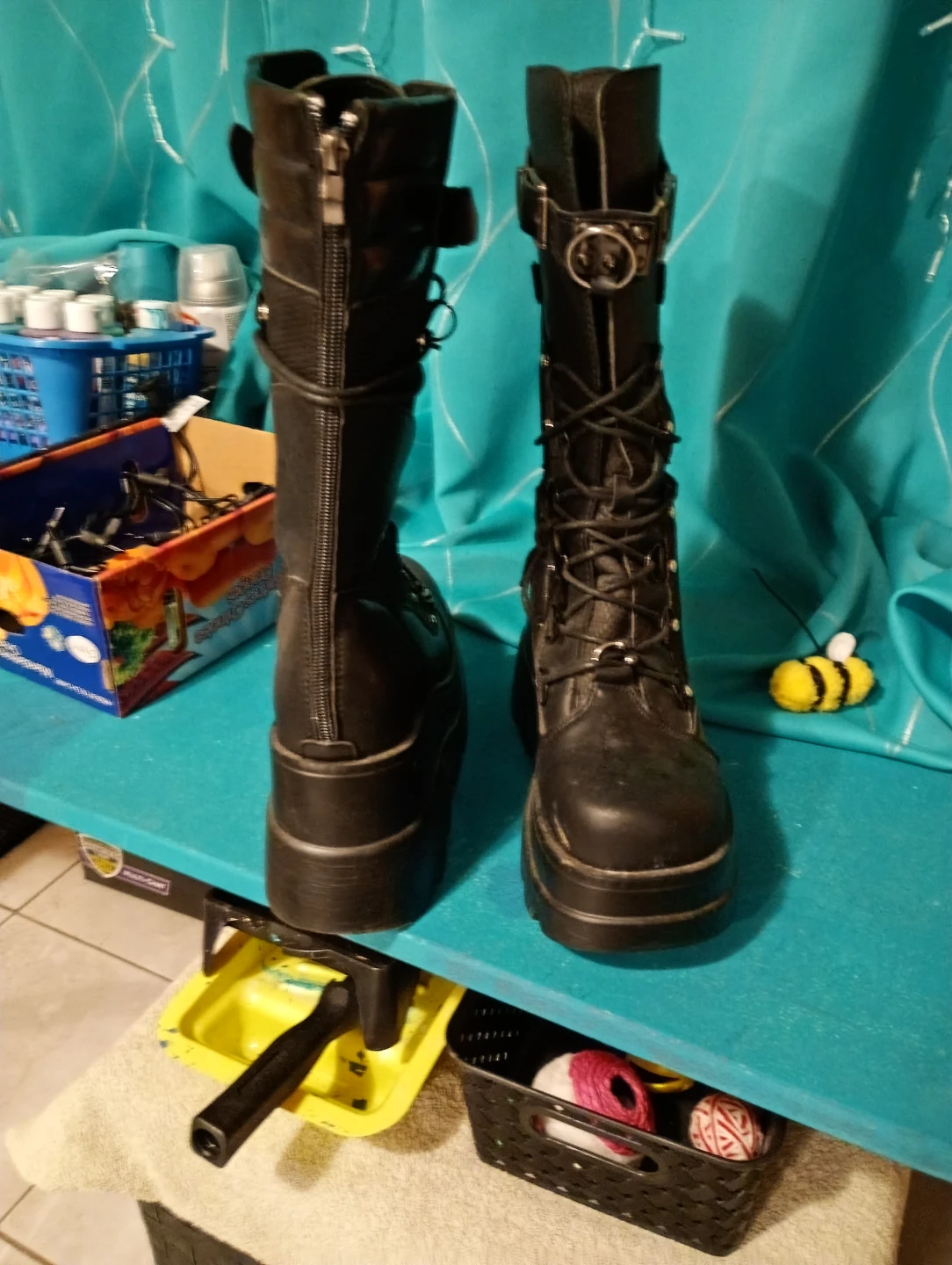 Black Platform Combat Boots - photo 2