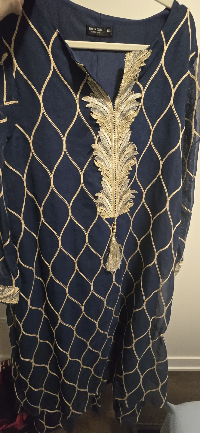 Shein Curve 1XL Blue & Gold Tunic - photo 2