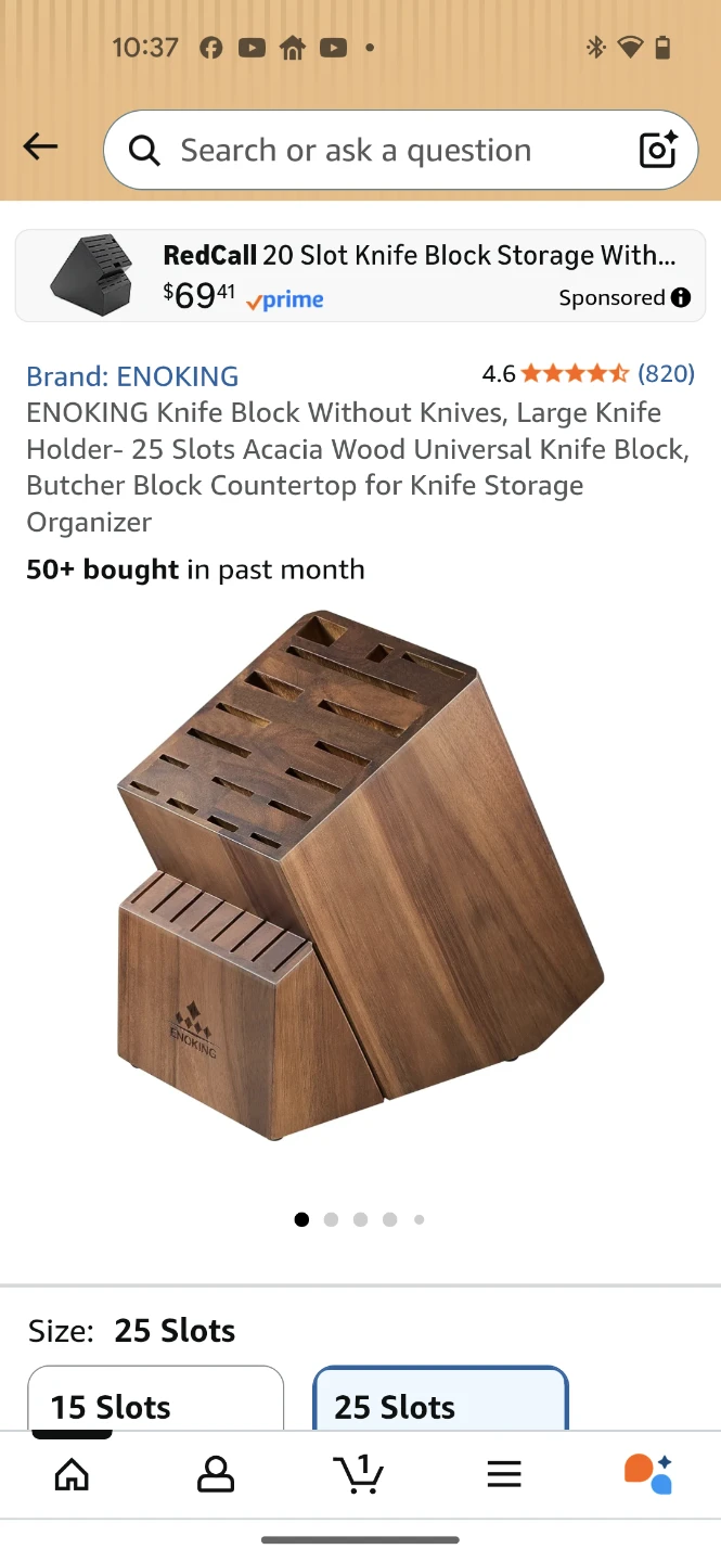 ENOKING 25 Slot Acacia Wood Knife Block