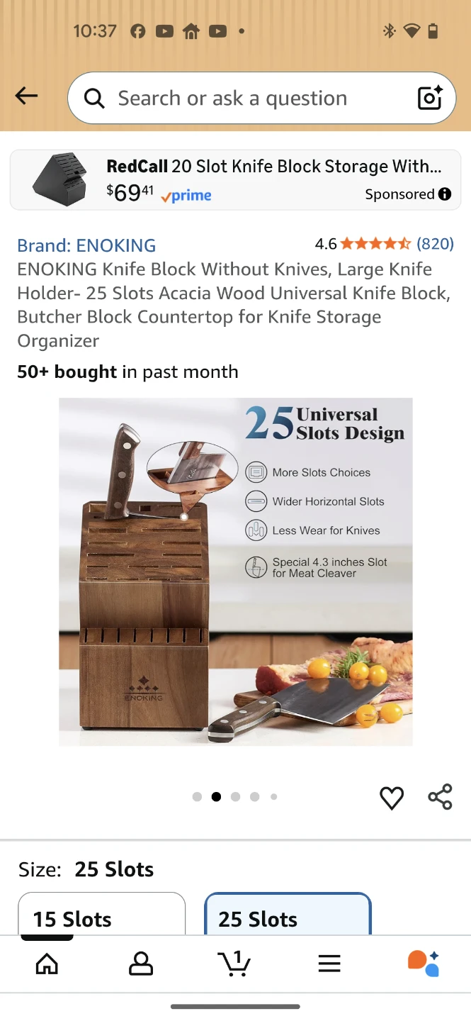 ENOKING 25 Slot Acacia Wood Knife Block - photo 2