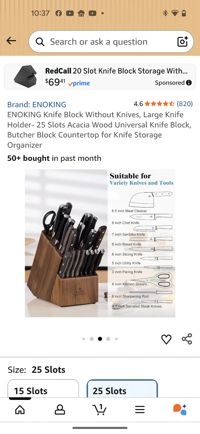 ENOKING 25 Slot Acacia Wood Knife Block - photo 3
