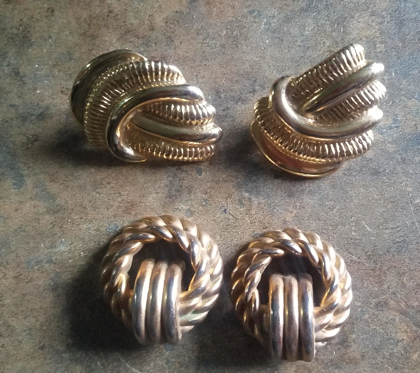 Vintage Antique Mid Century Gold Costume Clip On Earrings