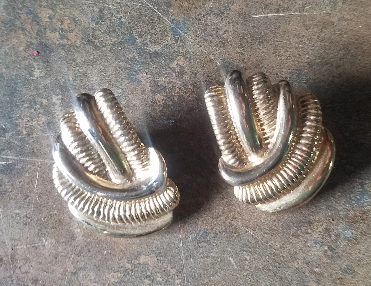 Vintage Antique Mid Century Gold Costume Clip On Earrings - photo 4