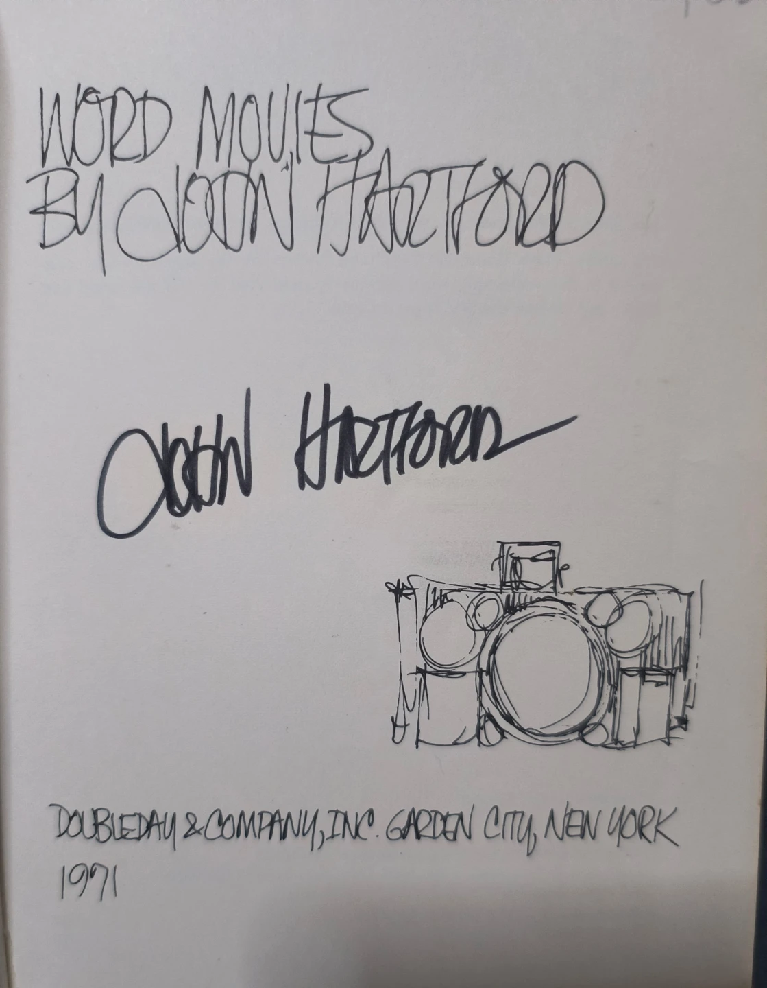 Word Movies, Signed by John Hartford. 1st Edition, 1966 - photo 2